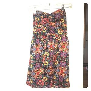 Colorful flowered strapless summer dress